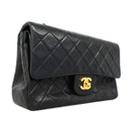 Chanel Shoulder Bag Quilted Lambskin Black Gold — view 2