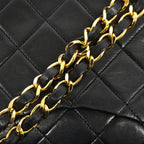 Chanel Shoulder Bag Quilted Lambskin Black Gold — view 7