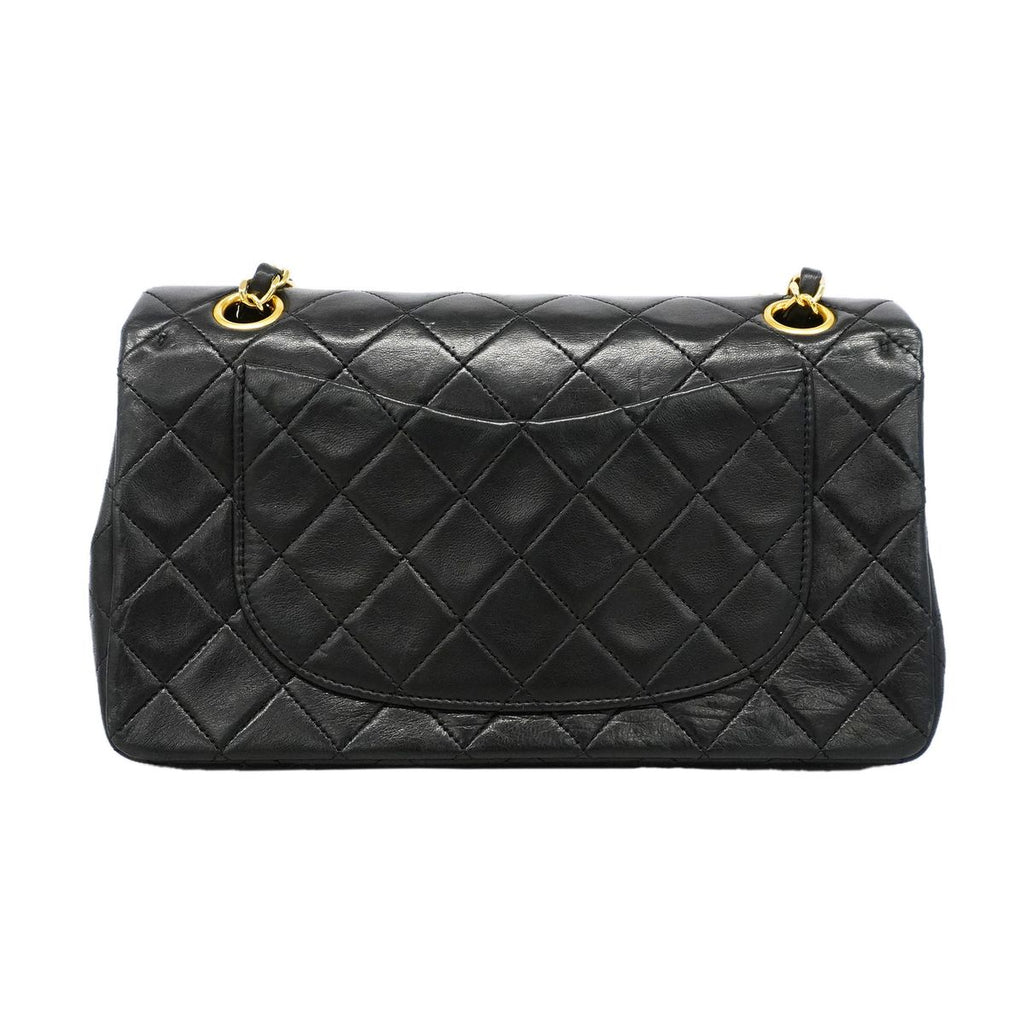 Chanel Shoulder Bag Quilted Lambskin Black Gold — view 8