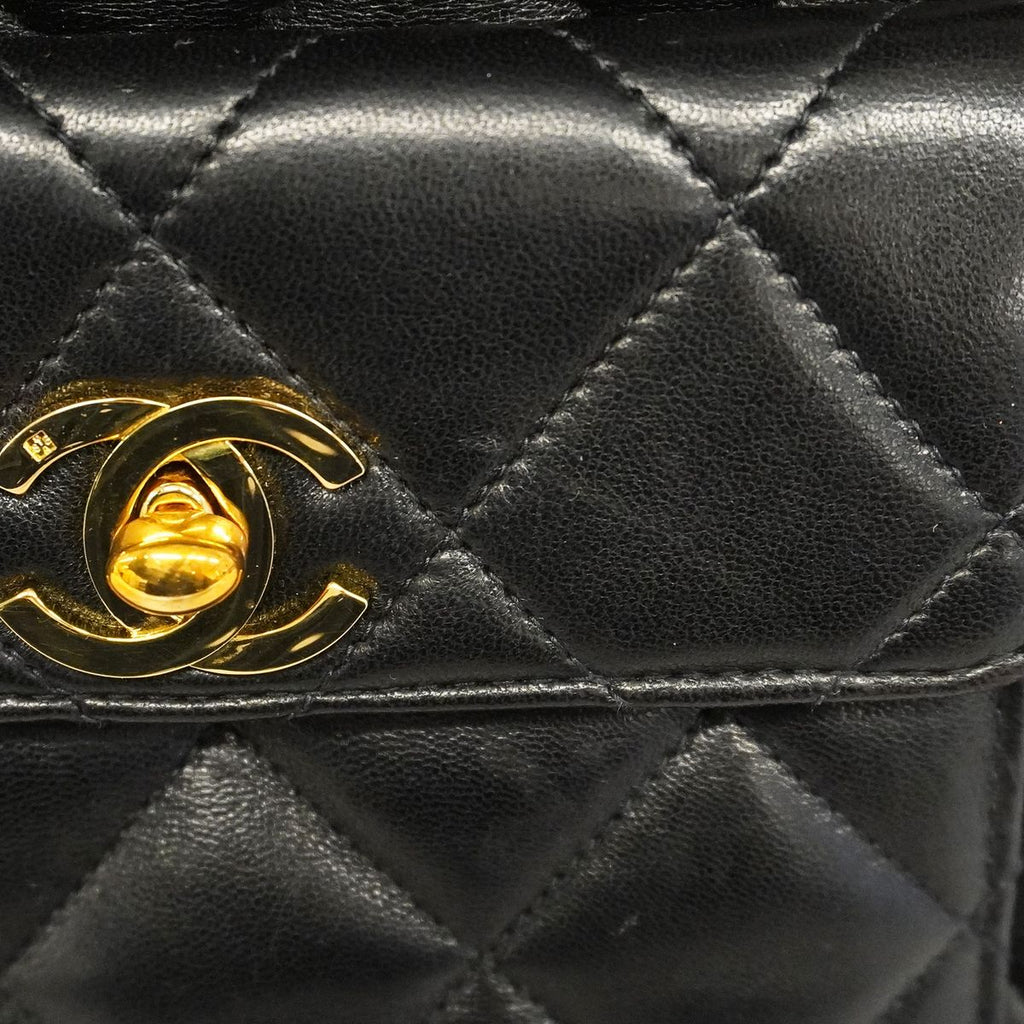 Chanel Backpack Quilted Lambskin Black Gold — view 8