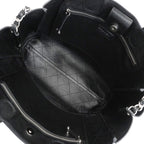 Chanel Chain Tote Bag Quilted Caviar Leather Black Silver 2-Way — view 4