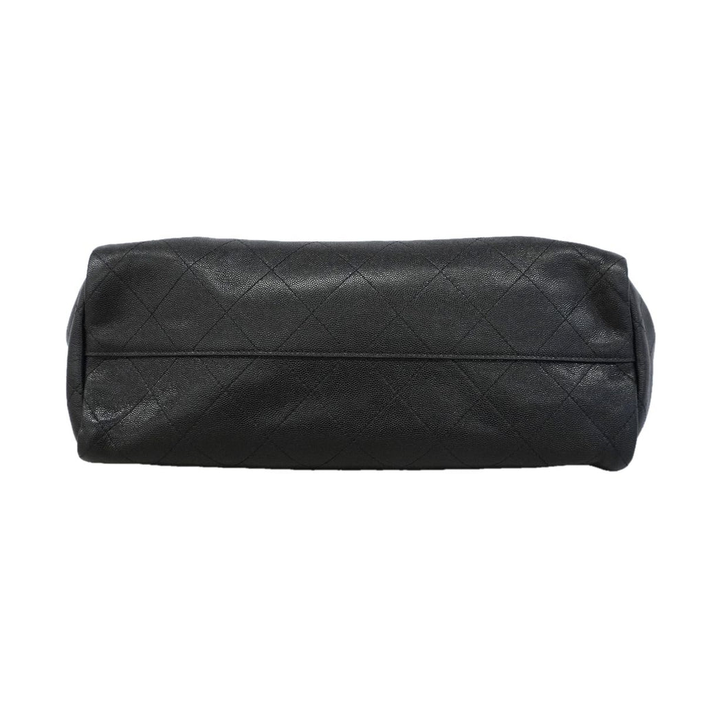 Chanel Chain Tote Bag Quilted Caviar Leather Black Silver 2-Way — view 3