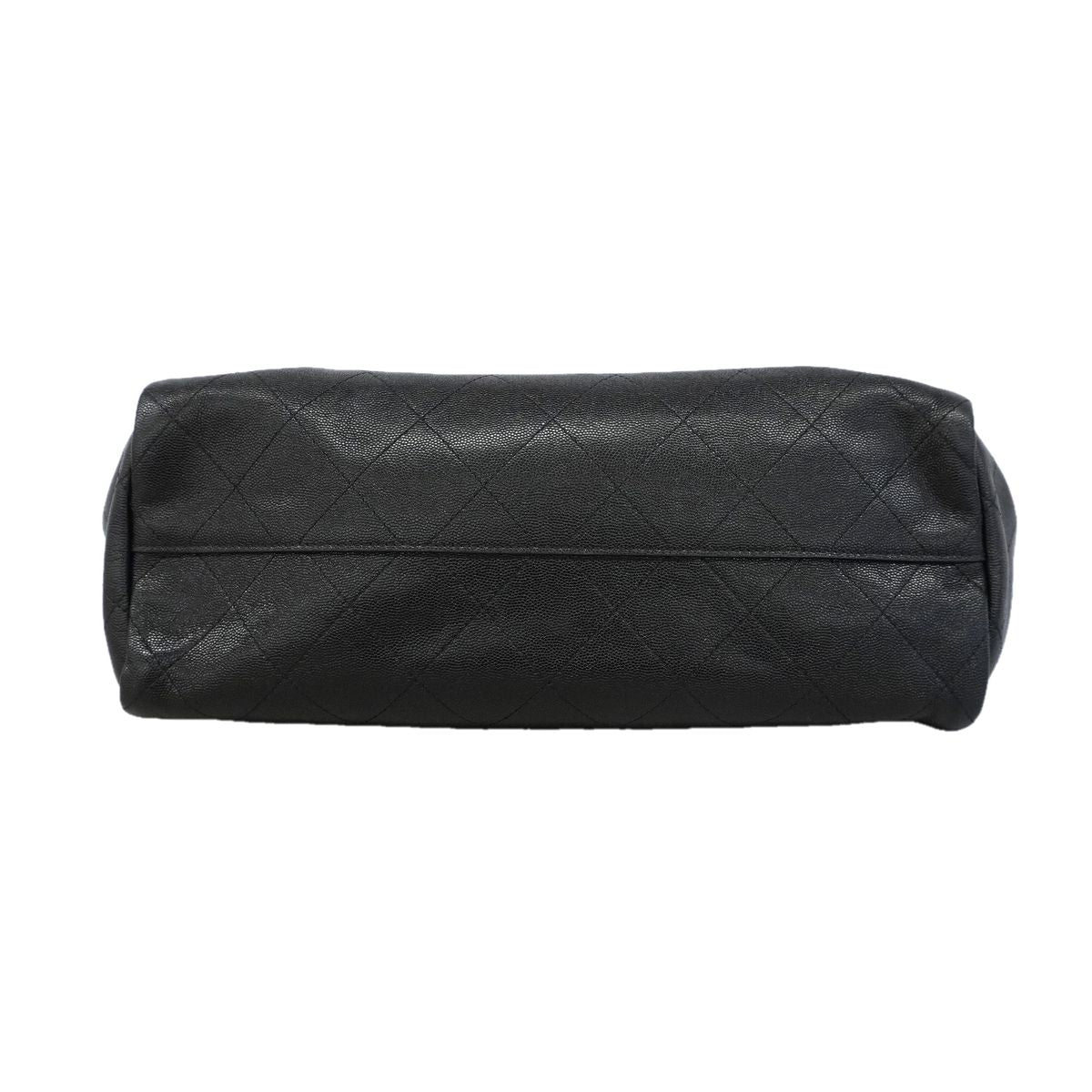 Chanel Chain Tote Bag Quilted Caviar Leather Black Silver 2-Way — view 3