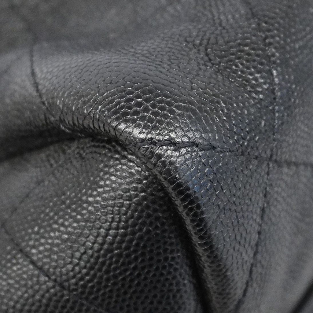 Chanel Chain Tote Bag Quilted Caviar Leather Black Silver 2-Way — view 6