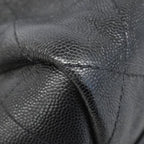 Chanel Chain Tote Bag Quilted Caviar Leather Black Silver 2-Way — view 6