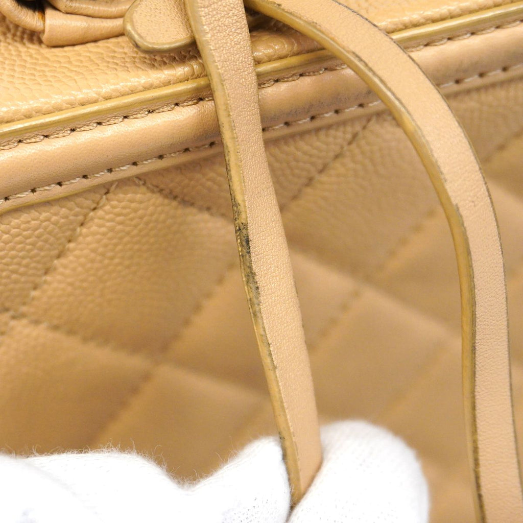 Chanel Vanity Bag CC Filigree Caviar Leather Beige Gold 2-Way Bag — view 8