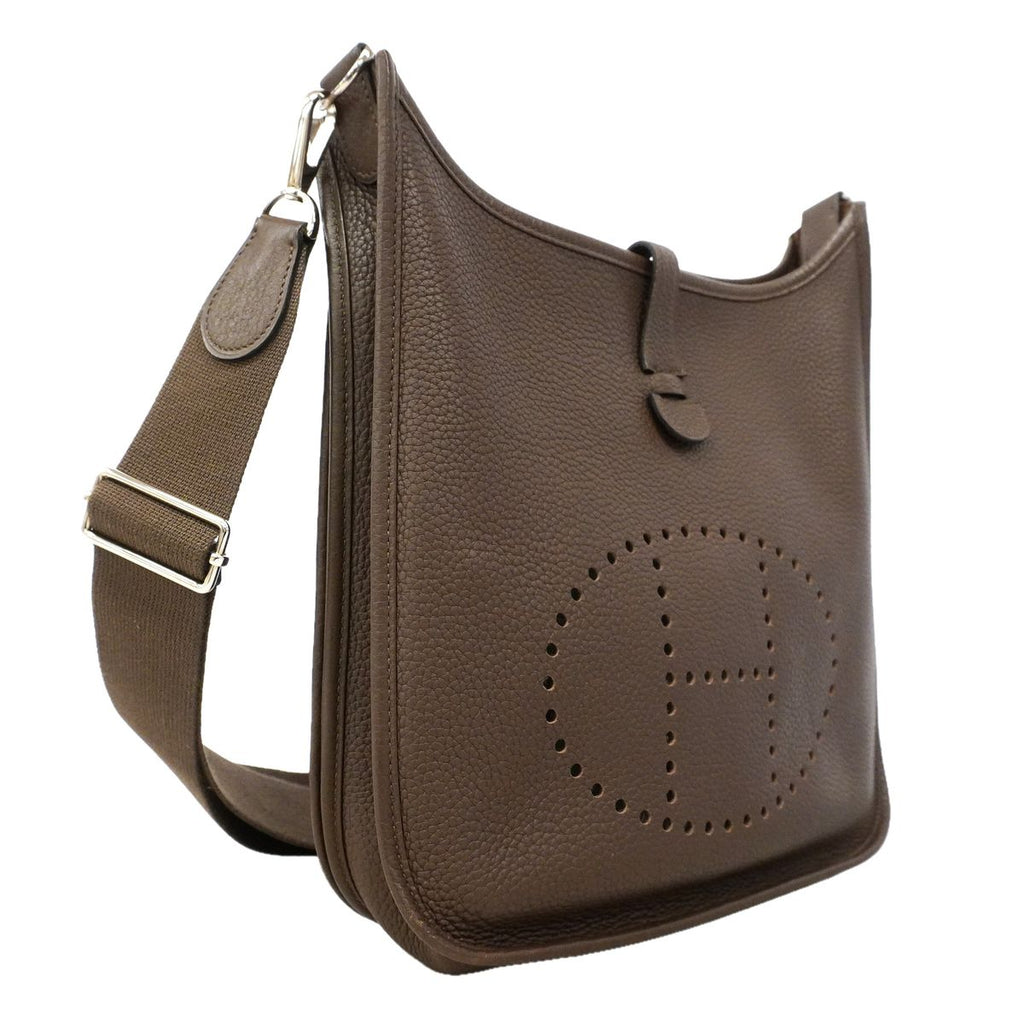 Hermes Shoulder Bag Evelyne Taurillon Clemence Havana Silver — view 2