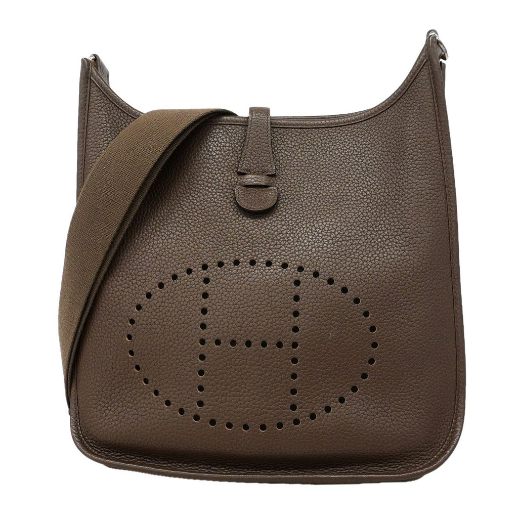 Hermes Shoulder Bag Evelyne Taurillon Clemence Havana Silver