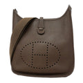 Hermes Shoulder Bag Evelyne Taurillon Clemence Havana Silver