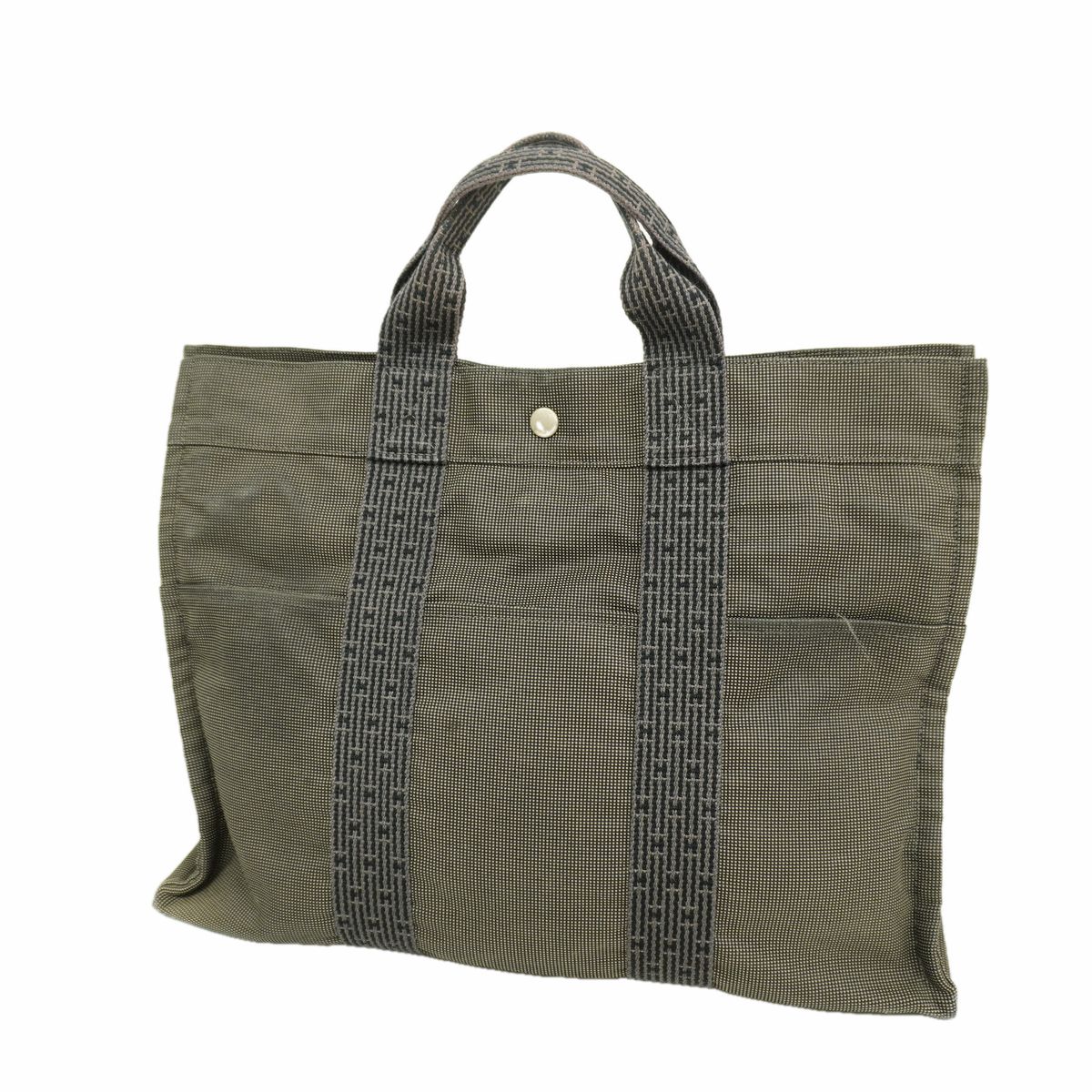 Hermes Tote Bag Herline MM Nylon Gray Silver