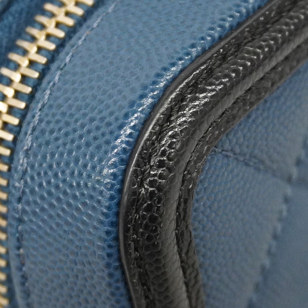 Chanel Handbag CC Filigree Caviar Leather Blue Black Gold 2-Way Bag — view 6