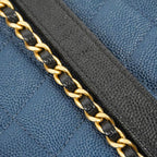 Chanel Handbag CC Filigree Caviar Leather Blue Black Gold 2-Way Bag — view 7
