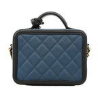Chanel Handbag CC Filigree Caviar Leather Blue Black Gold 2-Way Bag — view 8