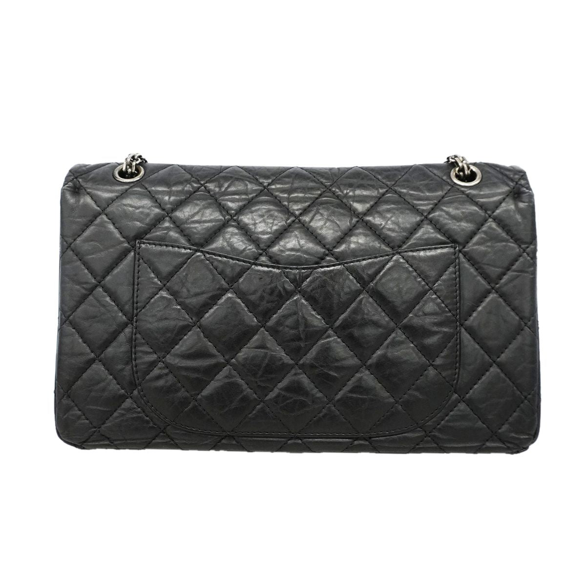Chanel Shoulder Bag 2.55 Quilted Maxi Leather Black Silver — view 8