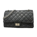 Chanel Shoulder Bag 2.55 Quilted Maxi Leather Black Silver