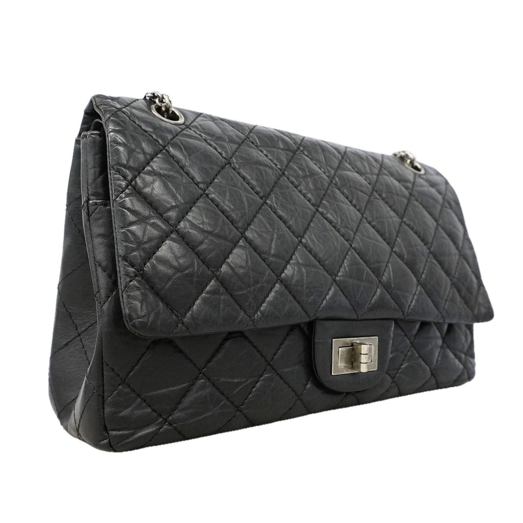 Chanel Shoulder Bag 2.55 Quilted Maxi Leather Black Silver — view 2