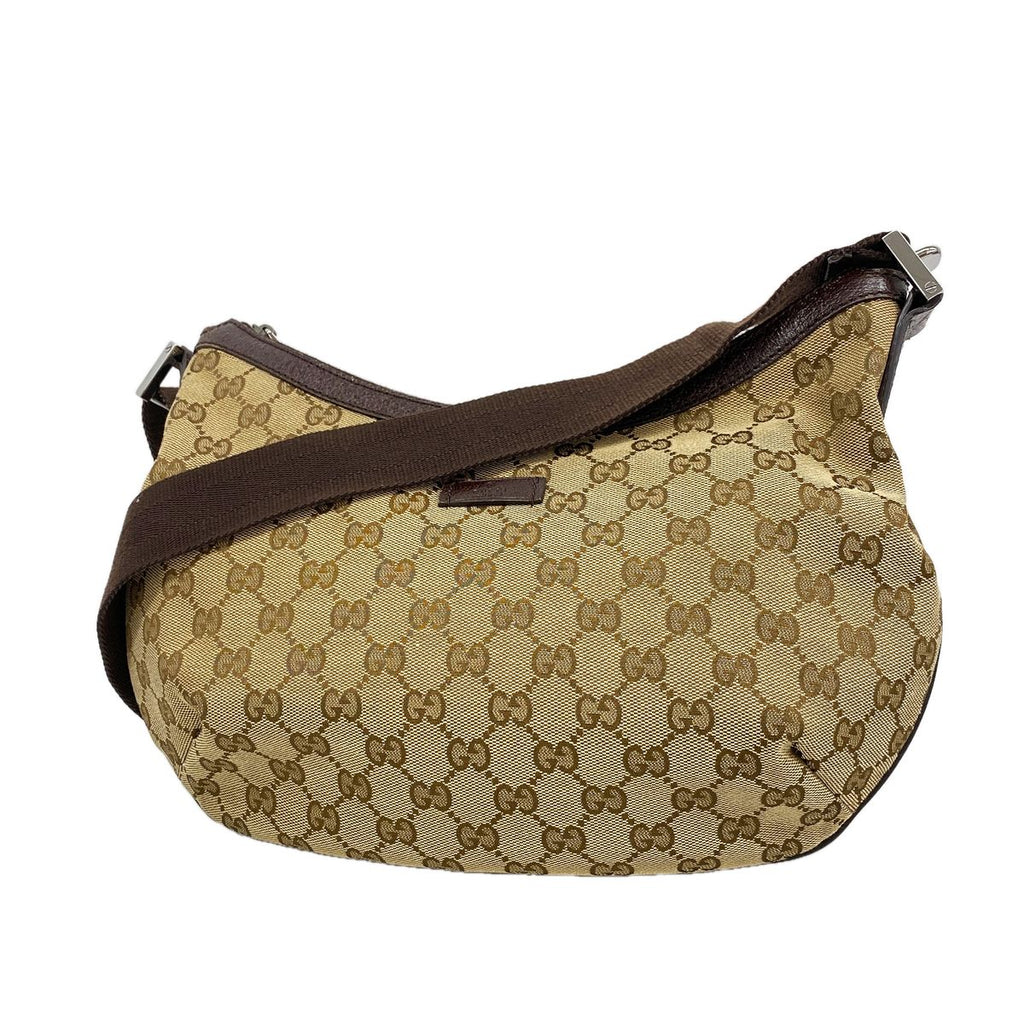Gucci Shoulder Bag GG Canvas Brown Silver
