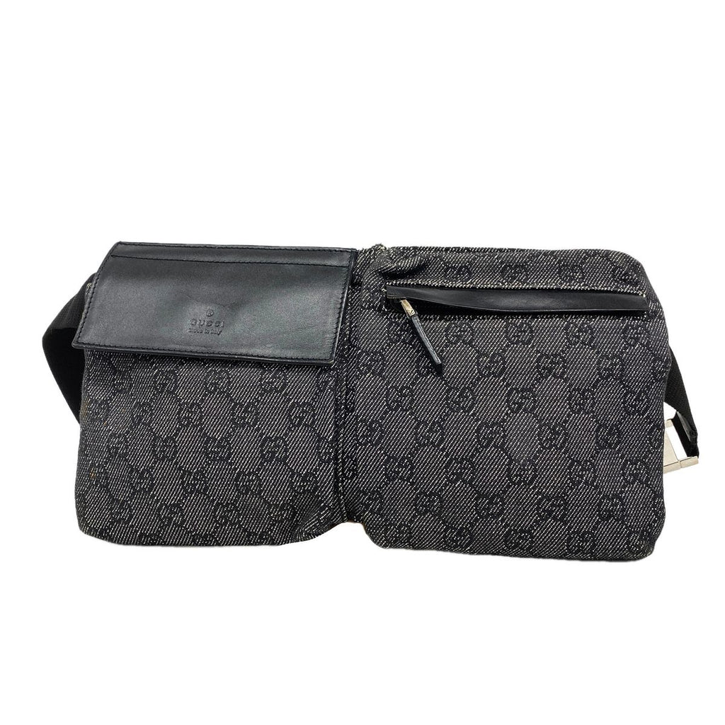 Gucci Waist Bag Denim Black Silver