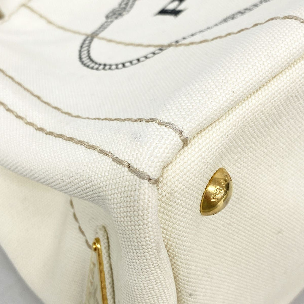 Prada Tote Bag Canapa Canvas Ivory Gold 2-Way — view 6