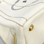 Prada Tote Bag Canapa Canvas Ivory Gold 2-Way — view 6