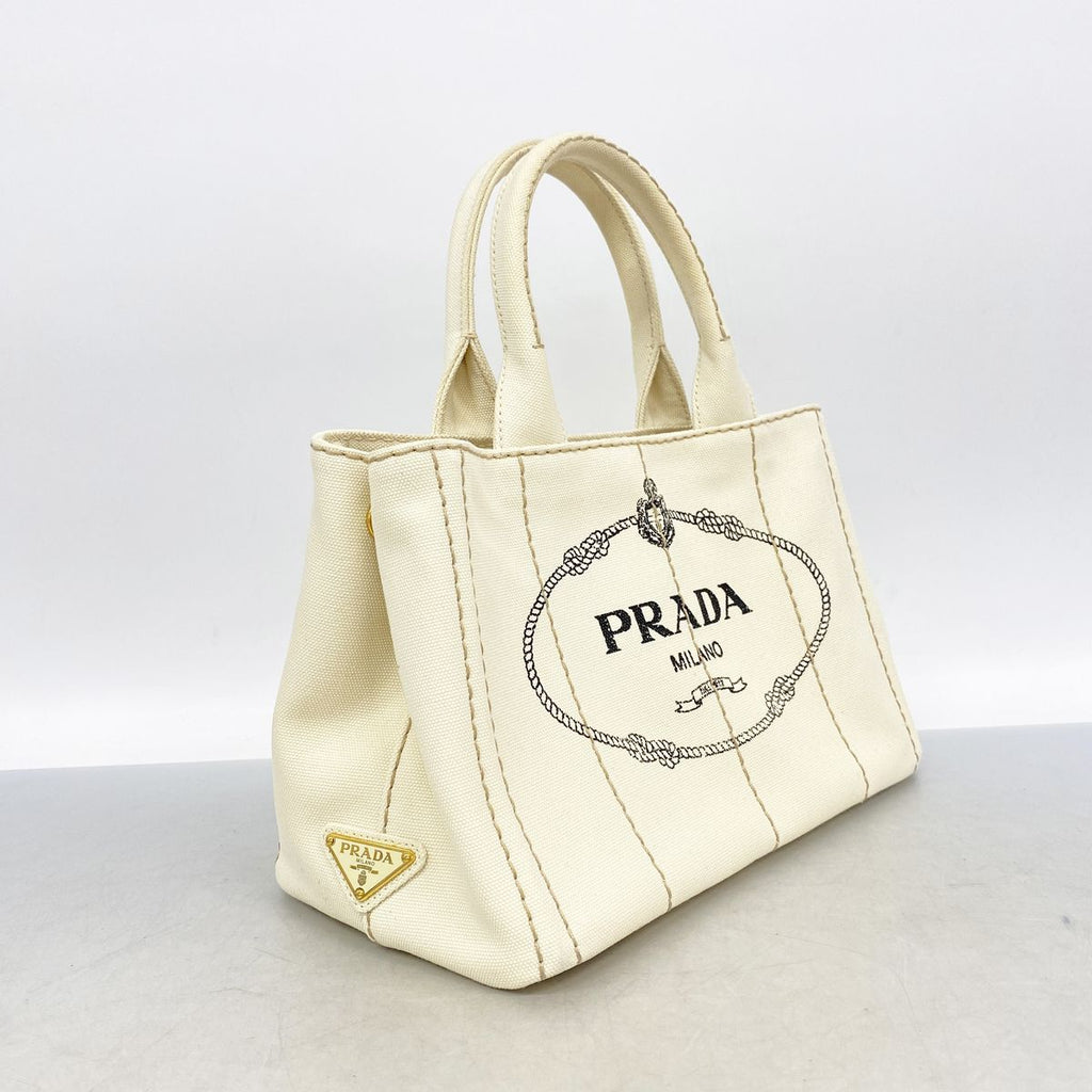 Prada Tote Bag Canapa Canvas Ivory Gold 2-Way — view 2