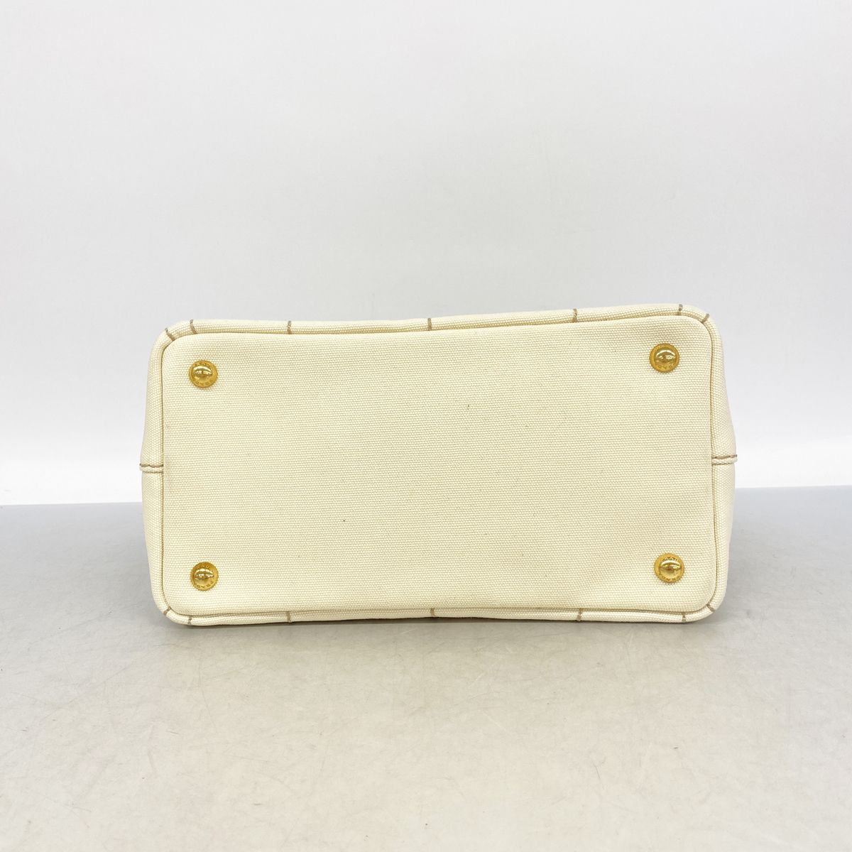 Prada Tote Bag Canapa Canvas Ivory Gold 2-Way — view 3
