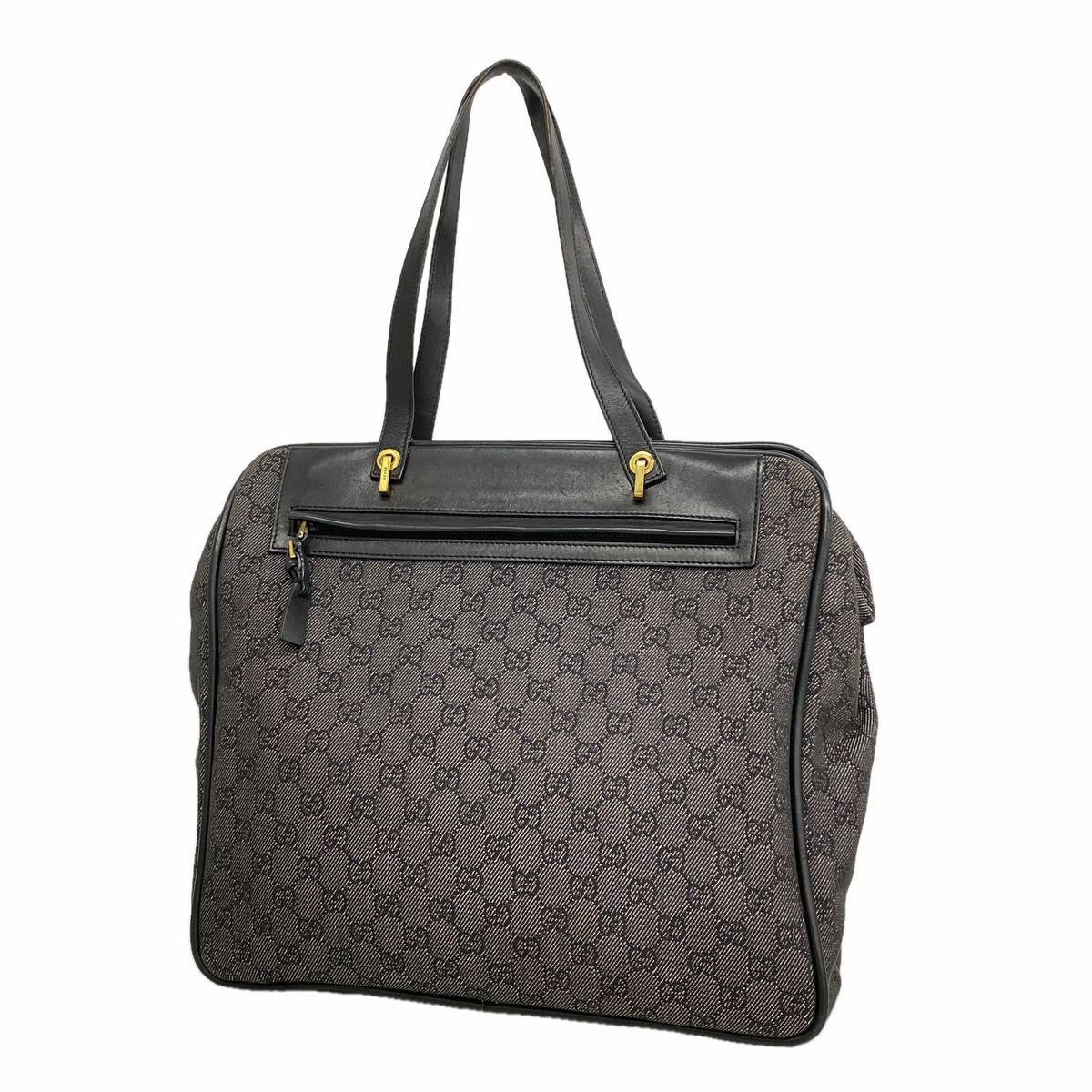 Gucci Tote Bag Denim Black Gold