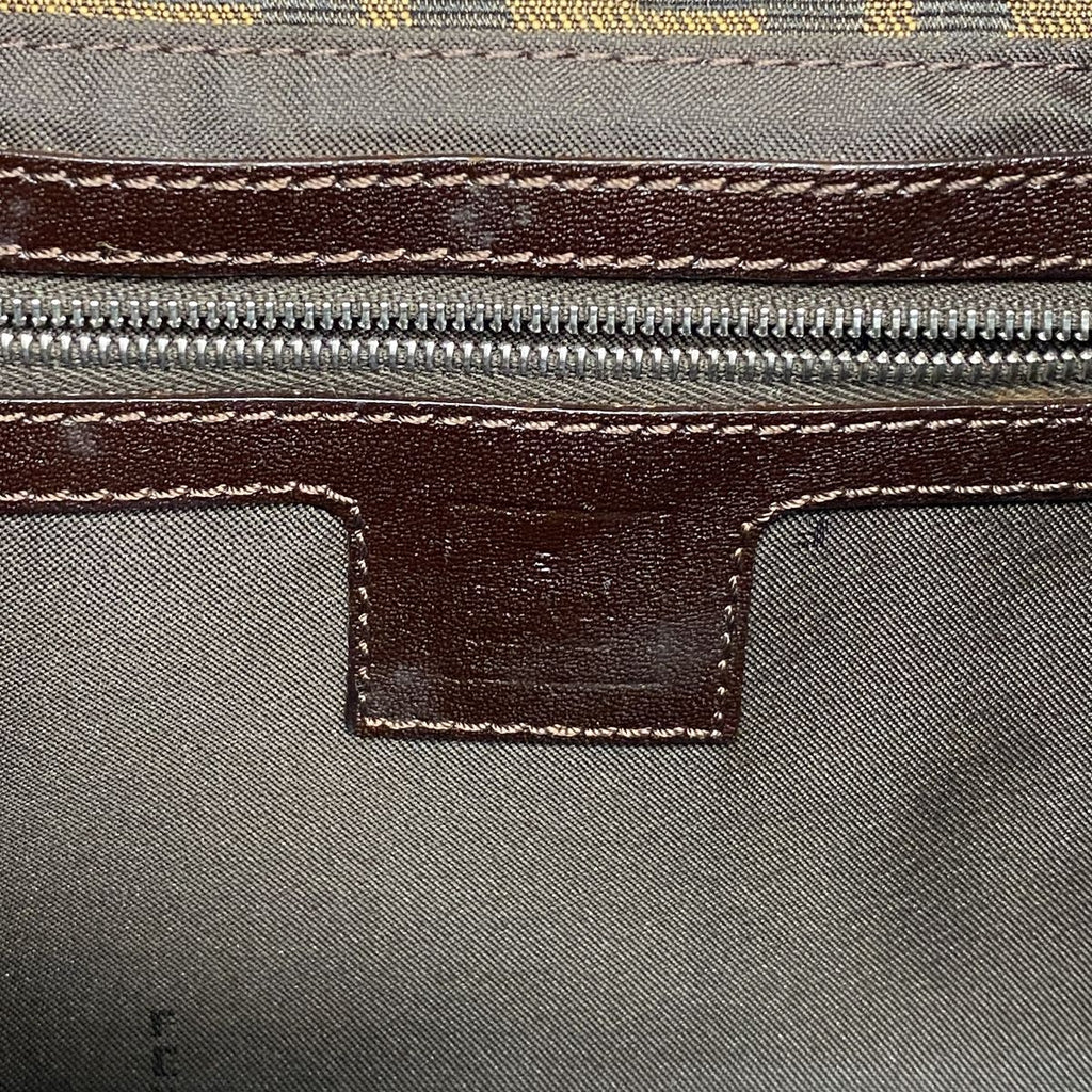 Fendi Shoulder Bag Zucca Nylon Canvas Brown Silver — view 5