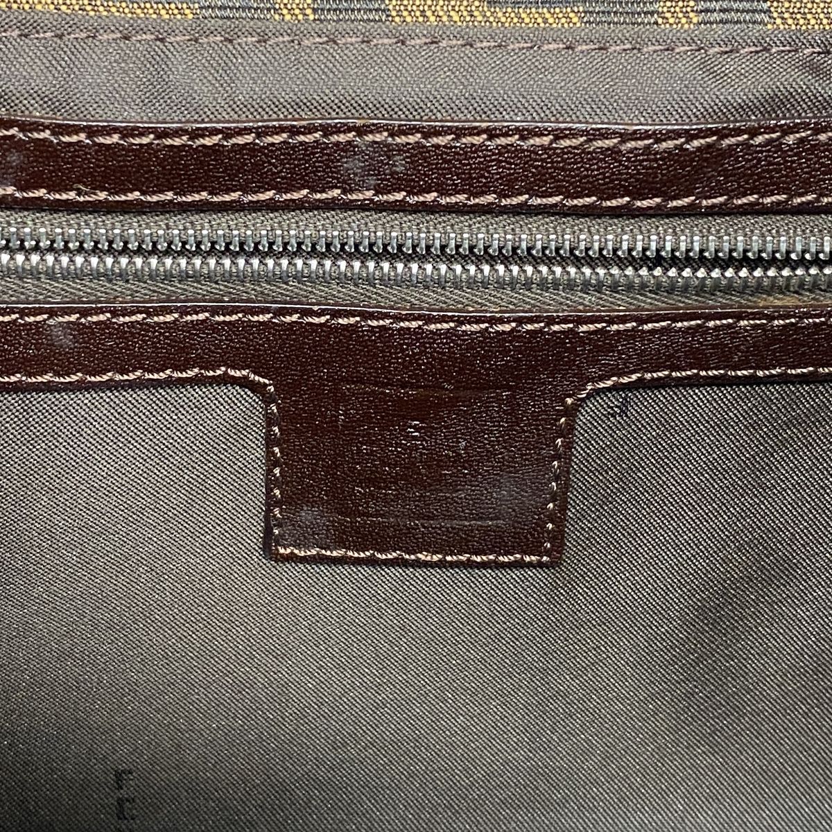 Fendi Shoulder Bag Zucca Nylon Canvas Brown Silver — view 5