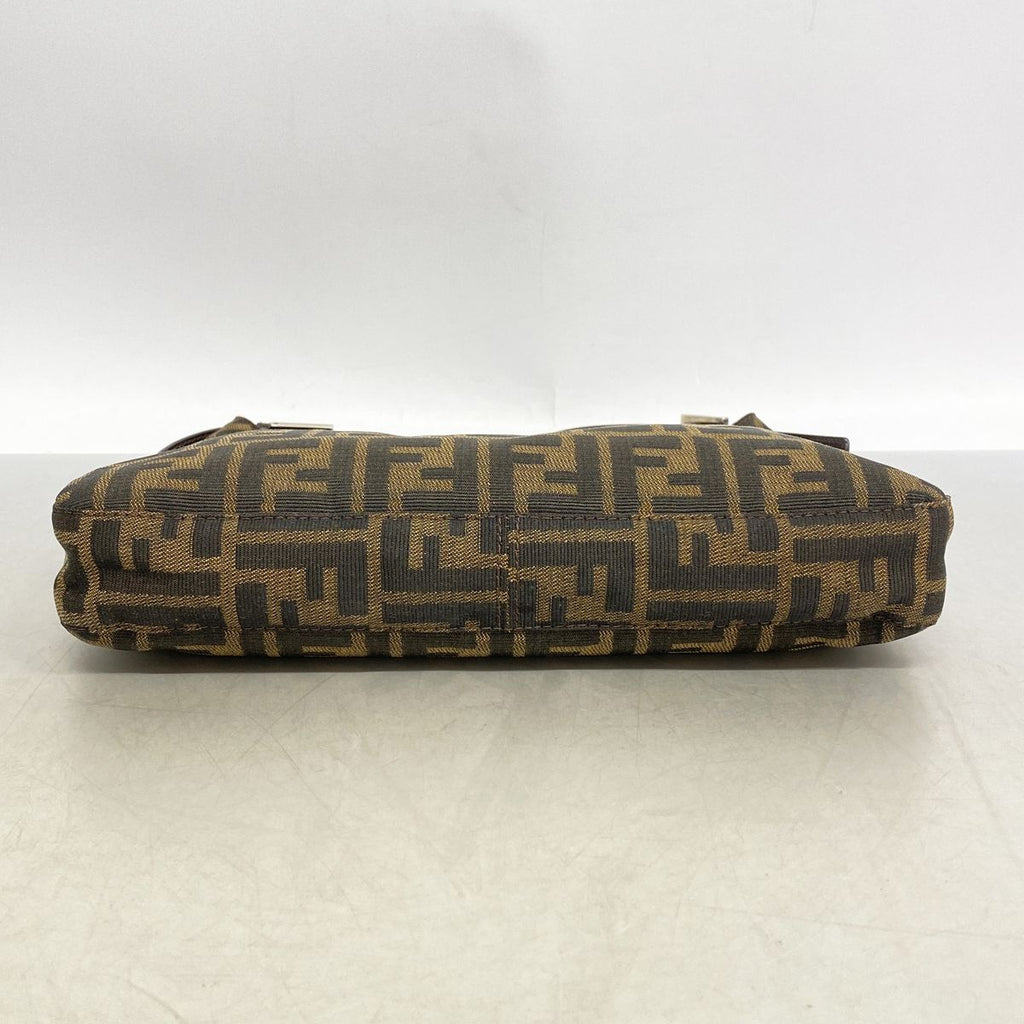 Fendi Shoulder Bag Zucca Nylon Canvas Brown Silver — view 3