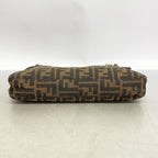 Fendi Shoulder Bag Zucca Nylon Canvas Brown Silver — view 3