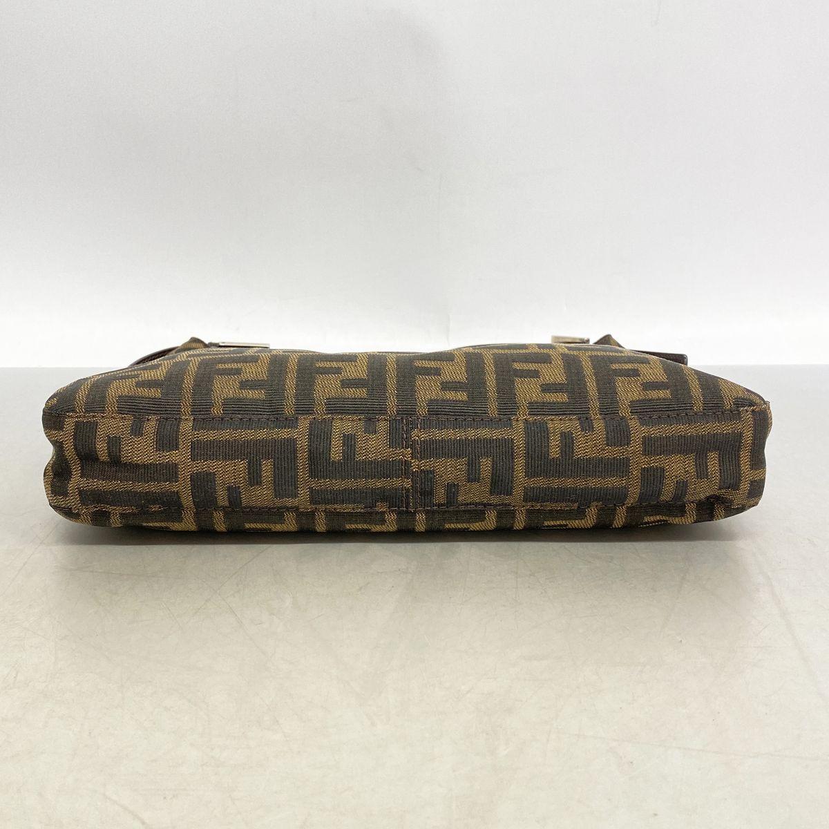 Fendi Shoulder Bag Zucca Nylon Canvas Brown Silver — view 3
