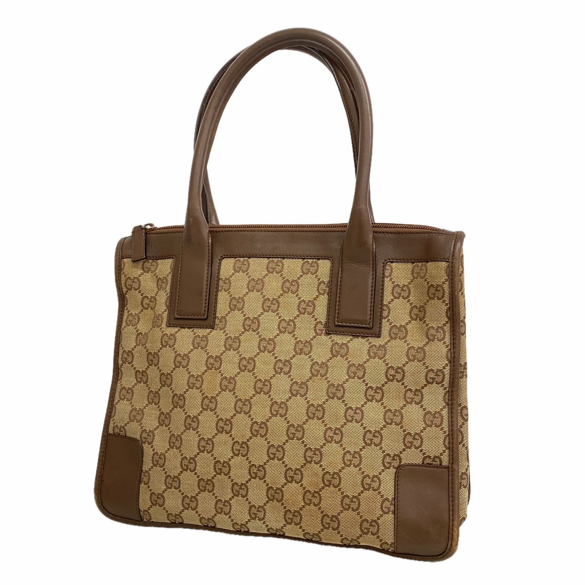 Gucci Tote Bag GG Canvas Beige Silver