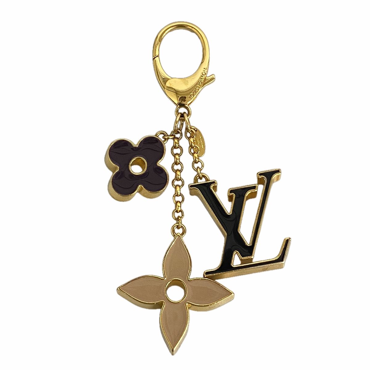 Louis Vuitton Key Holder Charm Fleur de Monogram Gold Multicolor
