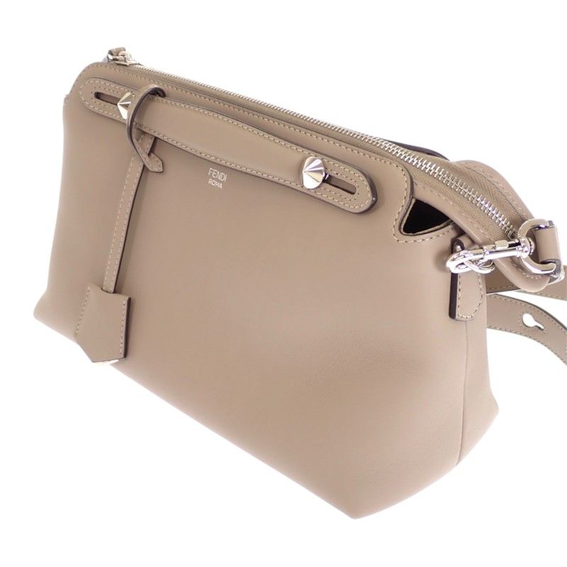 Fendi by the Way Medium 2-Way Handbag Shoulder Calfskin Beige Silver Genus — view 3
