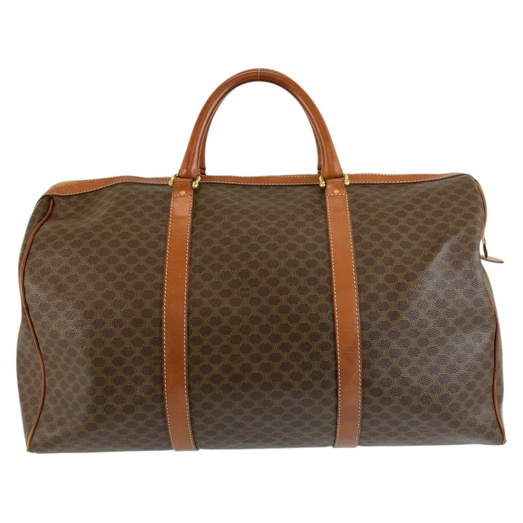 Celine Vintage Macadam Brown Gold Leather Boston Bag — view 2