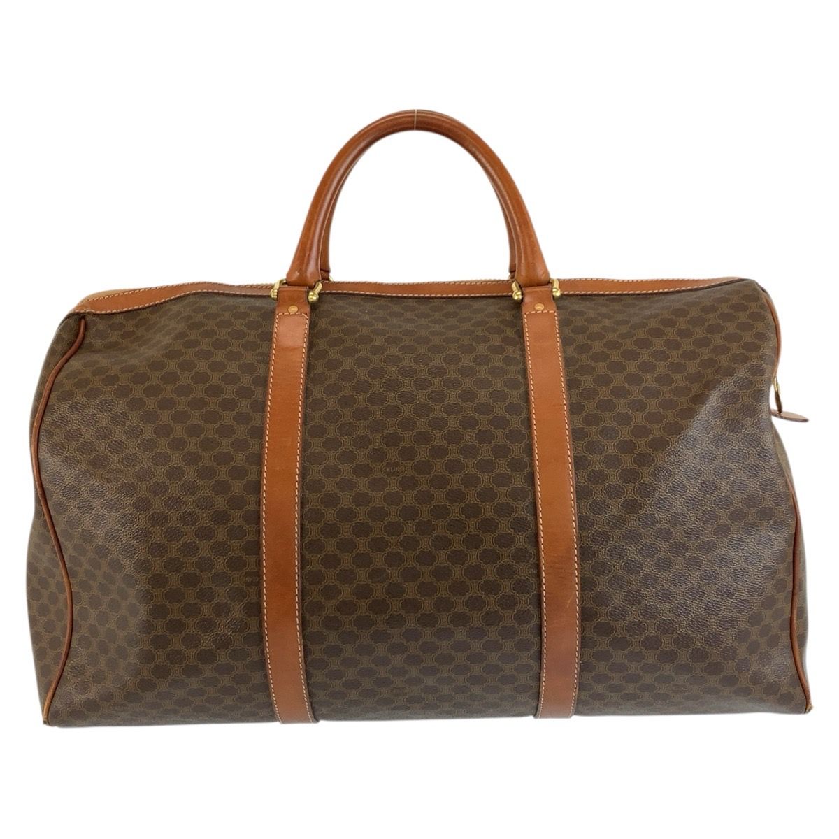 Celine Vintage Macadam Brown Gold Leather Boston Bag — view 2