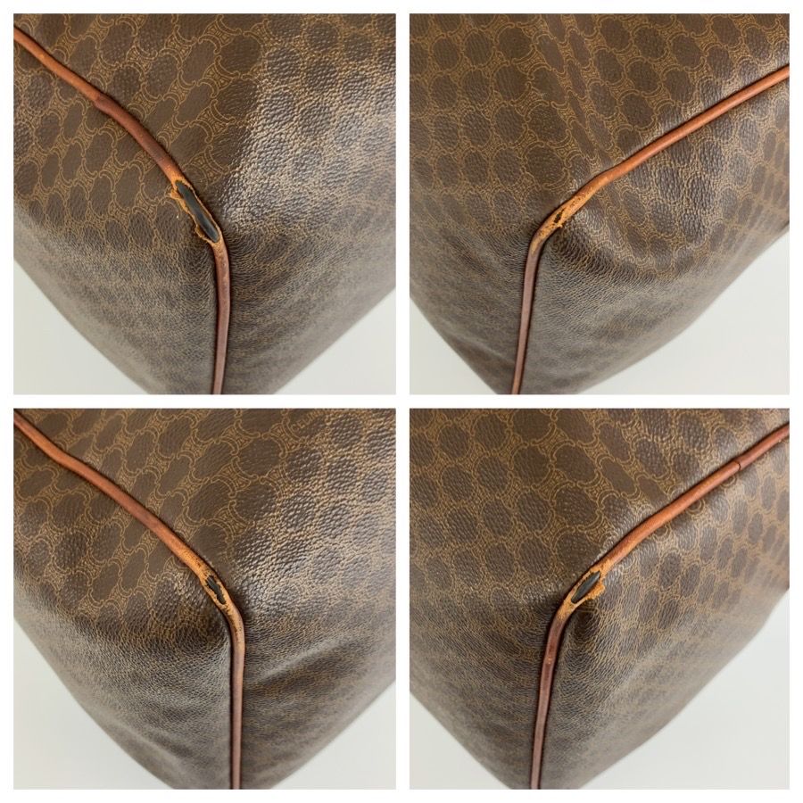 Celine Vintage Macadam Brown Gold Leather Boston Bag — view 4