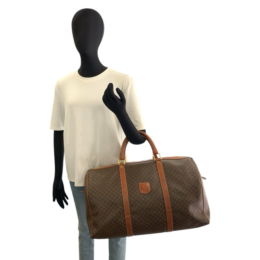 Celine Vintage Macadam Brown Gold Leather Boston Bag — view 7