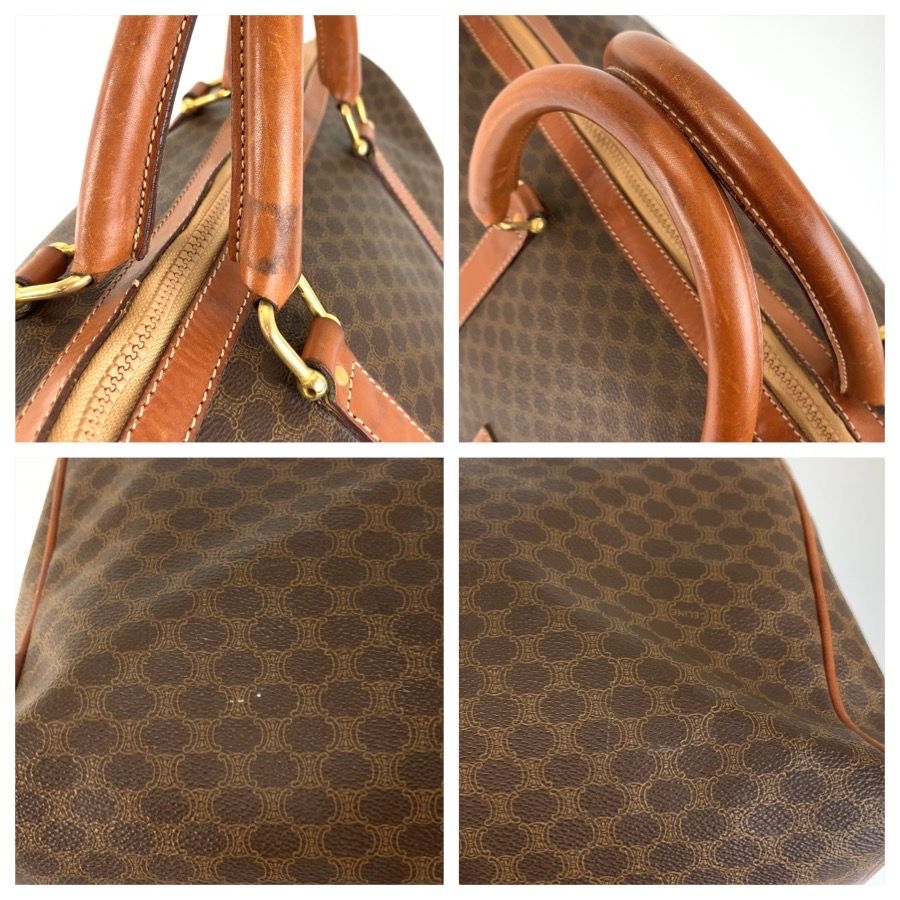 Celine Vintage Macadam Brown Gold Leather Boston Bag — view 6