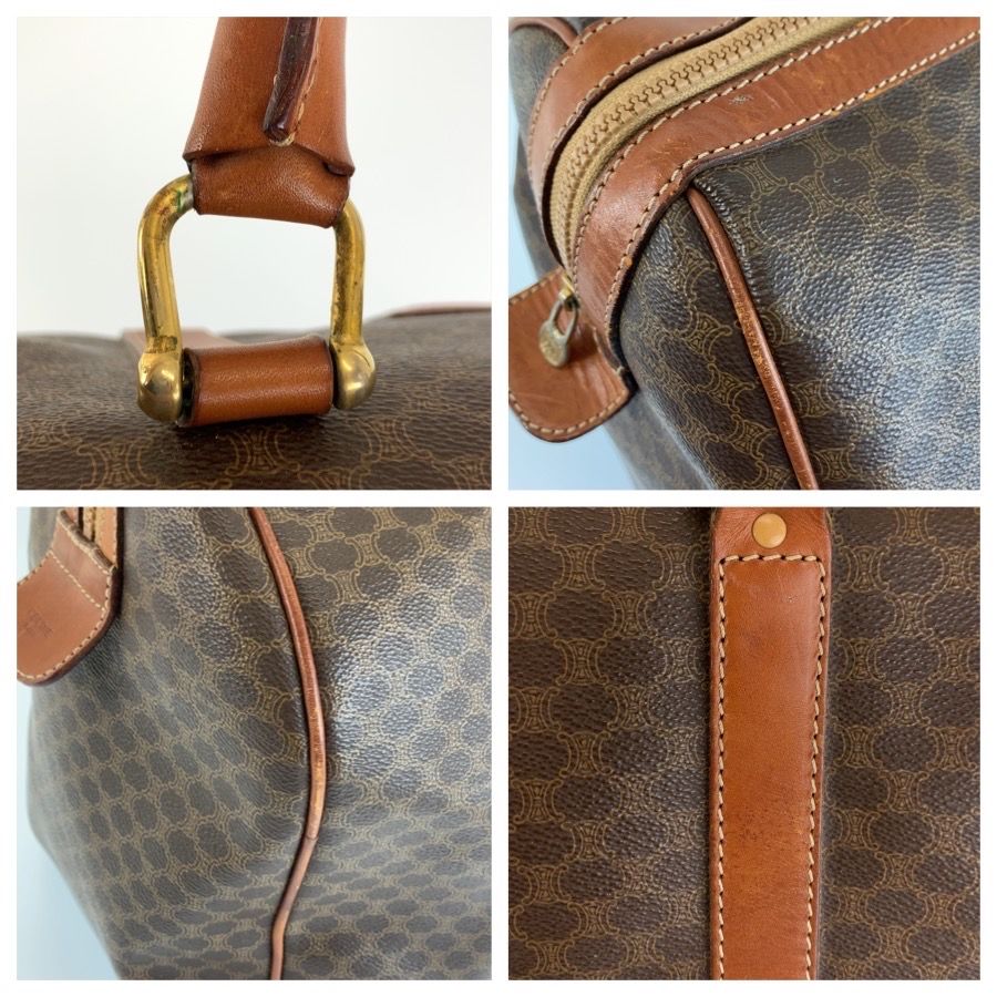Celine Vintage Macadam Brown Gold Leather Boston Bag — view 5