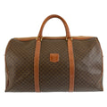 Celine Vintage Macadam Brown Gold Leather Boston Bag