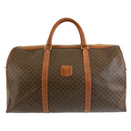 Celine Vintage Macadam Brown Gold Leather Boston Bag