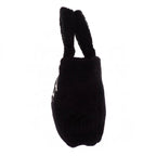 Prada Shearling Tote Shoulder Bag Sheep Leather Wool Black White Logo Gold — view 4