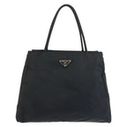 Prada Tessuto Black Silver Nylon Tote Bag