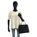 Prada Tessuto Black Silver Nylon Tote Bag — view 6
