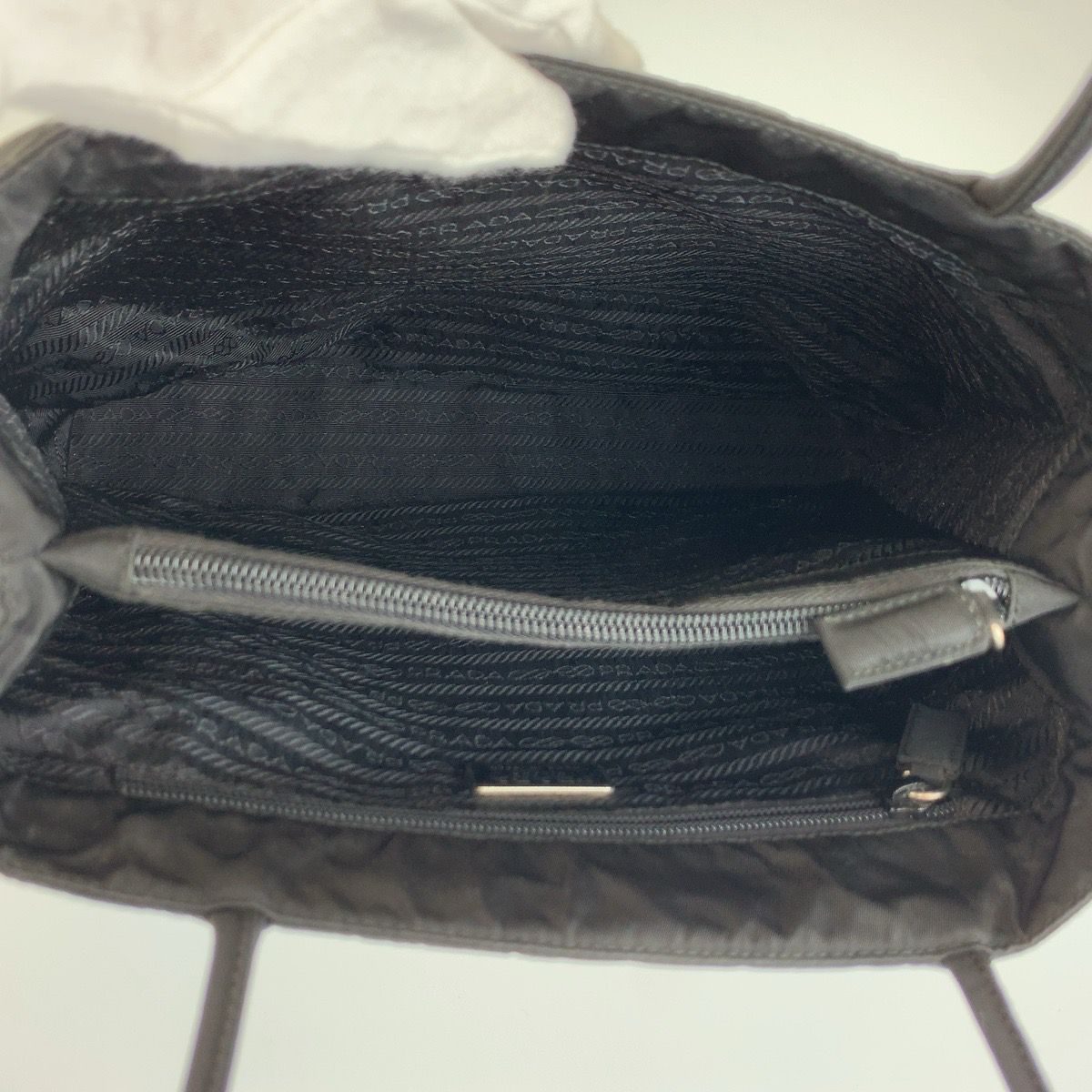 Prada Tessuto Black Silver Nylon Tote Bag — view 8