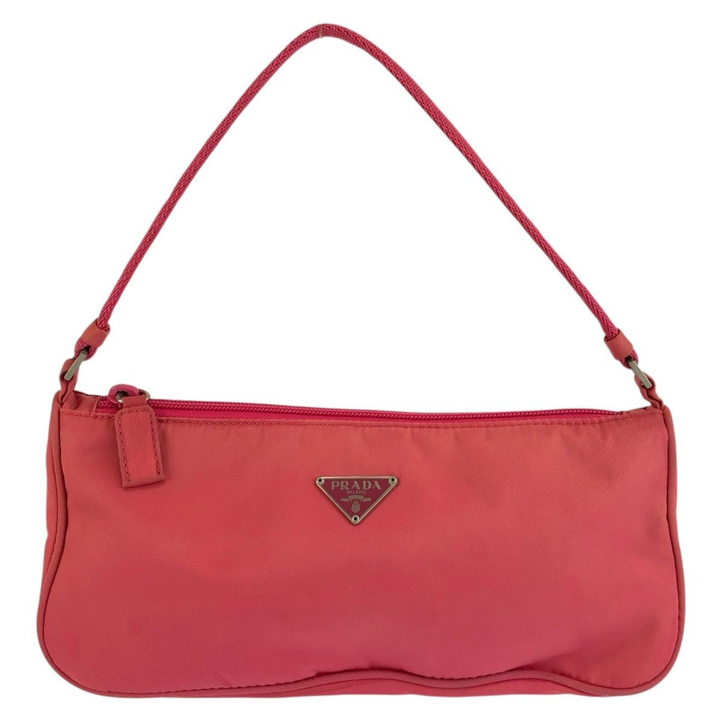 Prada Tessuto Pink Silver Nylon Handbag Pouch