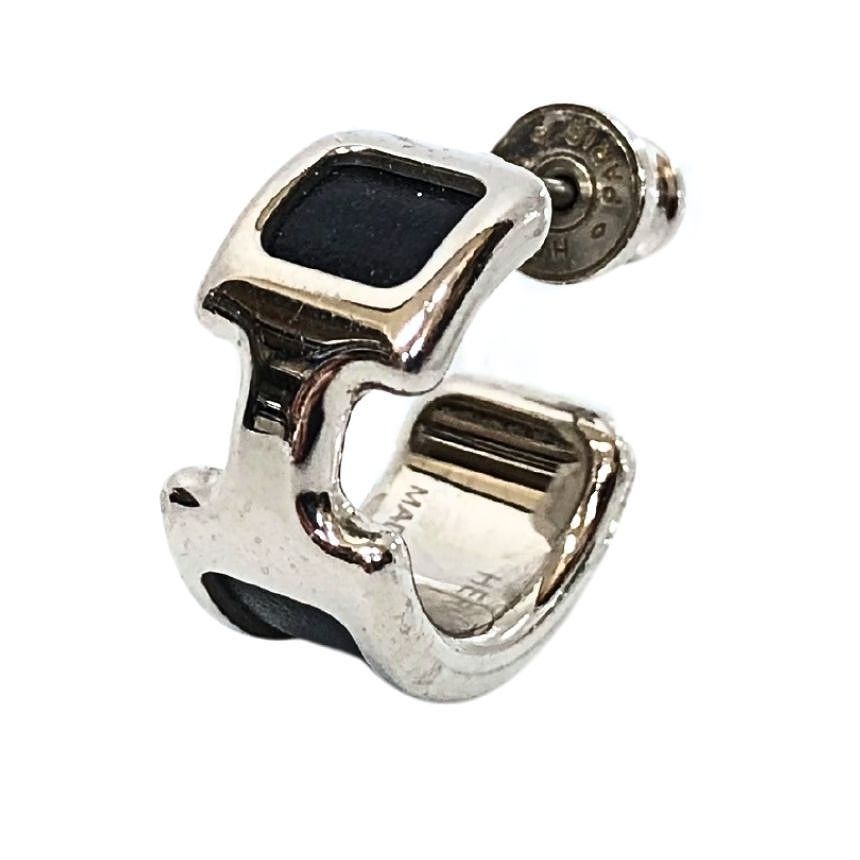 Hermes Single Earrings Olympe PM Silver Black