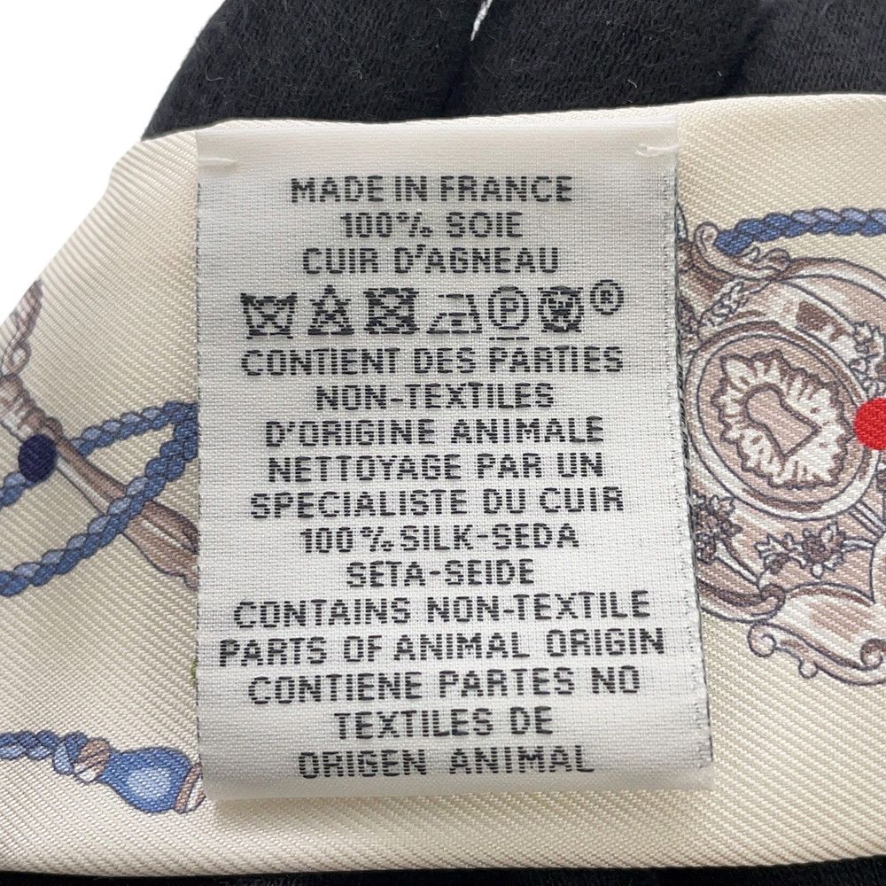 Hermes Twilly Fringe les Cles a Pois Silk Leather Scarf — view 7